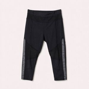 Lululemon Black Cropped Leggings Size 6 Mesh Panel Athleisure Workout Pants